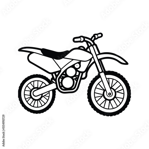 Dirt Bike Outline Clipart Vector Illustration Isolated on White Background