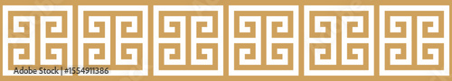 Seamless Greek key border in gold color for elegant and classic design, repeating geometric pattern evokes ancient motifs for card, cover, template, isolated on transparent background