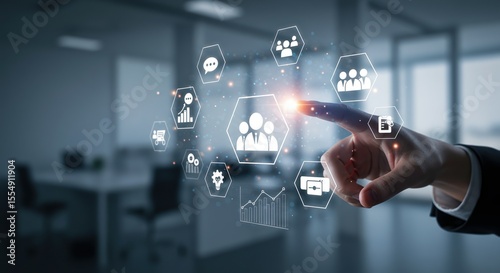 Business management team network data digital technology organization concept