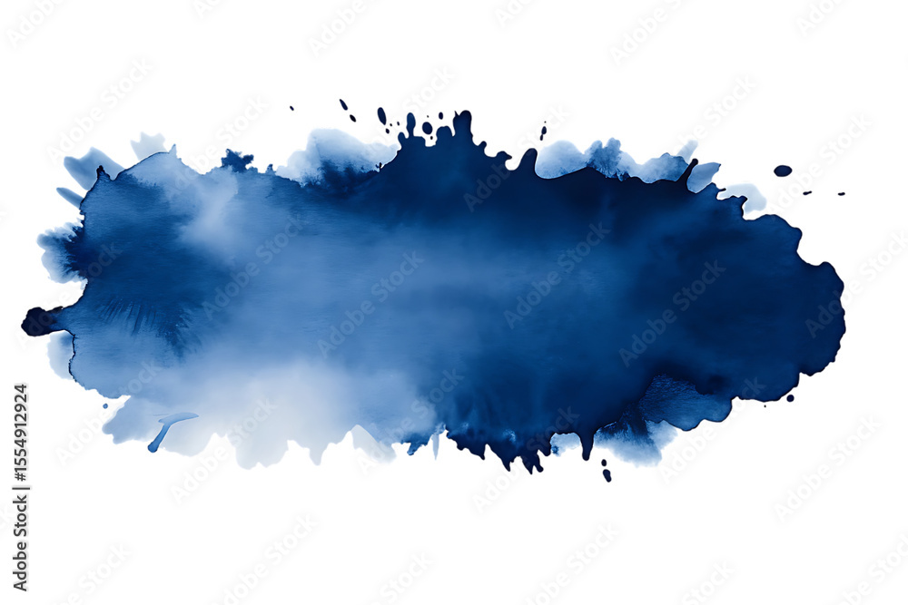 Obraz premium Abstract Watercolor Stain in Shades of Blue on a Black Background Perfect for Textures or Backgrounds with Splatters and Gradients