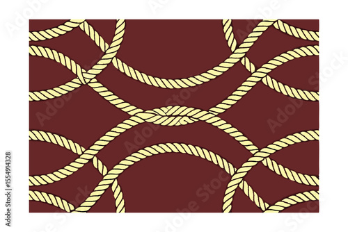 Beige rope pattern on a dark red background creating a repeating decorative design element