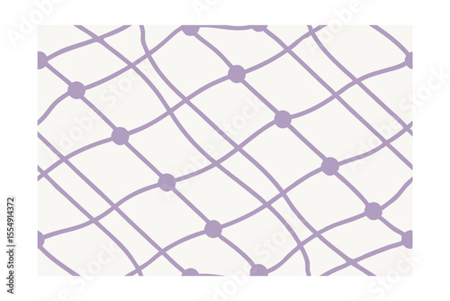 Lilac grid pattern with connected dots on a cream background simple abstract design