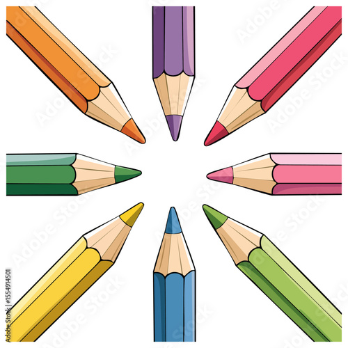Set of colored pencils clipart illustration, isolated 