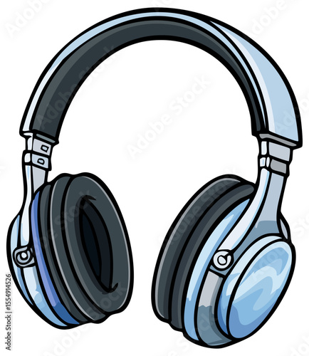 Blue headphones clipart, isolated 