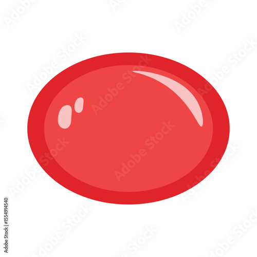 A red softgel glossy pill. Hand drawn vector