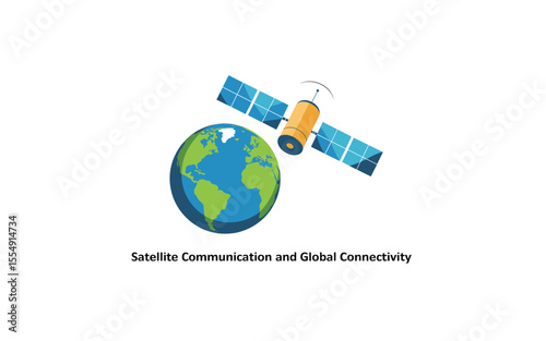 Satellite Orbiting Earth: Global Communication and Technology Concepts Illustration