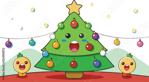 Festive Christmas Tree with Joyful Singing Baubles.
