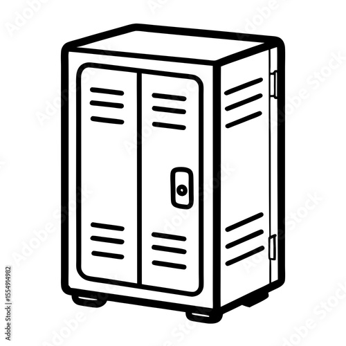 Simple black and white line drawing of a two door metal school locker