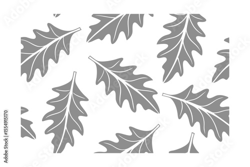 Gray oak leaves scattered on a background creating a simple seamless pattern design
