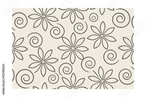 Gray floral swirl pattern on a beige background decorative design elements flower