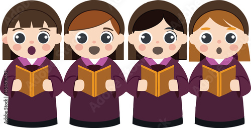 Flat Illustration of Church Choir Singers.
