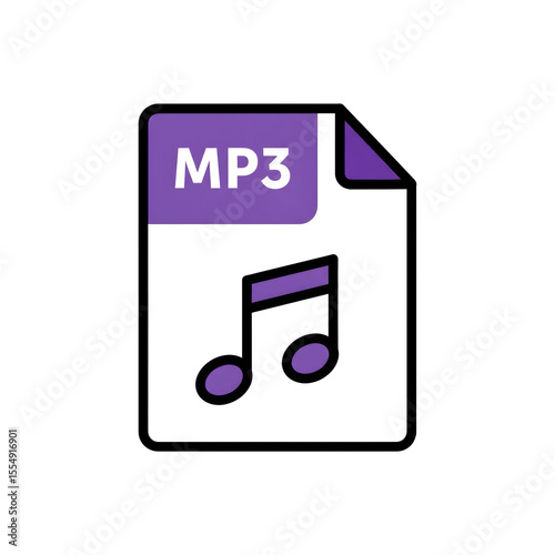 Purple mp 3 file icon on black background