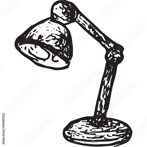 Sketch of an office desk lamp, illuminating a workspace environment
