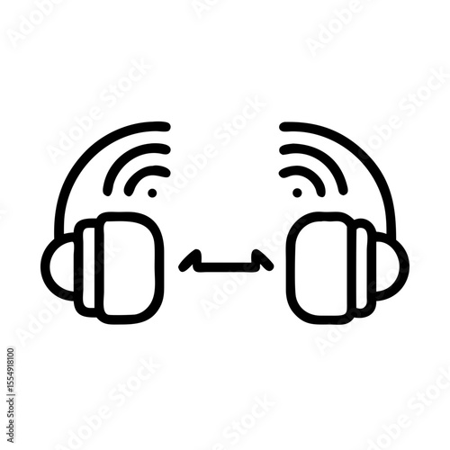 Simple headphone outline with signal connection