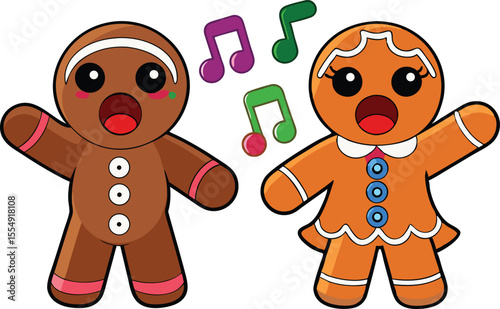 Gingerbread Men Singing Christmas Songs.