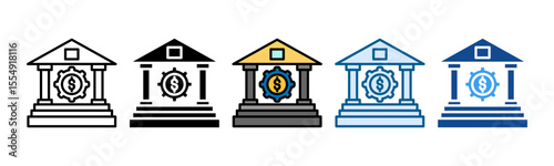 Monetary Policy Icon Set Multiple Style Collection