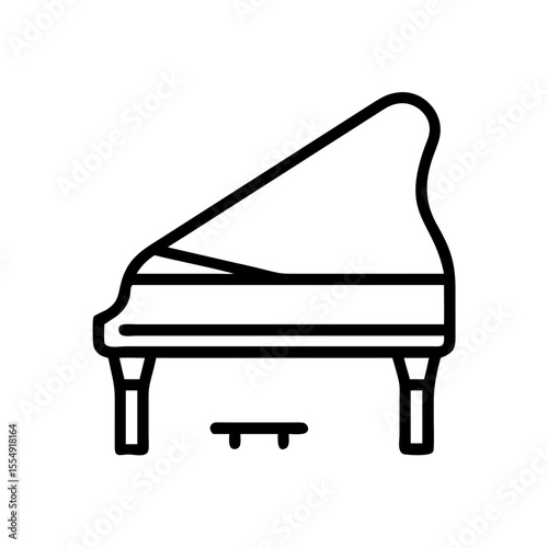 A simple yet elegant line drawing of a grand piano, perfect for musical projects
