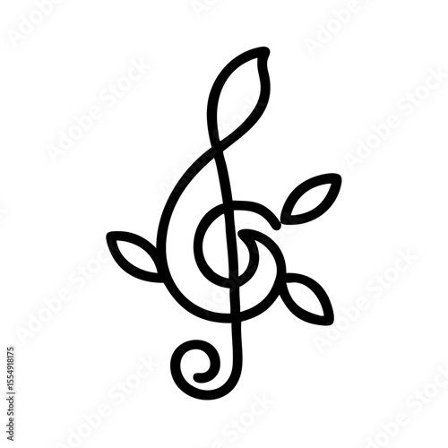 A Unique Musical Note Embellished with Elegant Leaves 