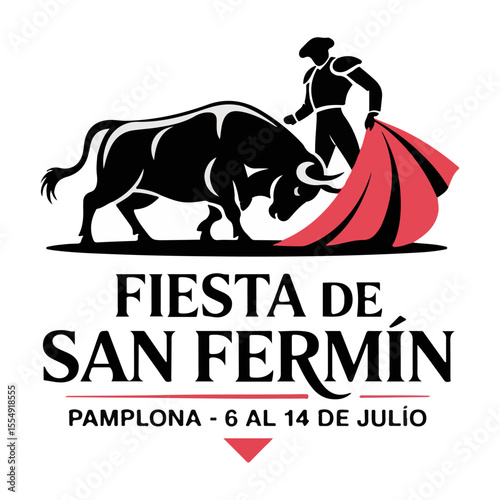 Pamplona Bullfight Minimalist Logo
