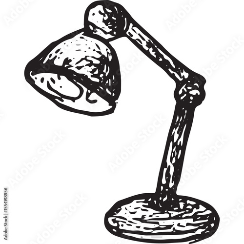 Sketch of an office desk lamp, illuminating a workspace environment
