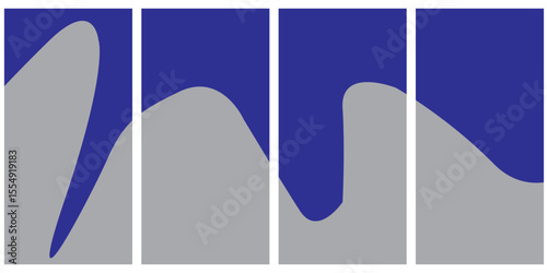 Modern Abstract Panel Design in Bold Blue and Grey Curves, Ideal for Minimal Art, Backgrounds, or Branding. Bold, Abstract, and Contemporary. Abstract, Blue, Modern, Panel, Curves