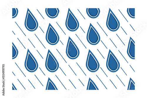 Blue teardrop rain drops diagonal lines pattern on background graphic design raindrops