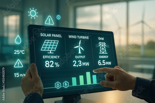 Solar panel wind turbine grid energy efficiency output renewable power data