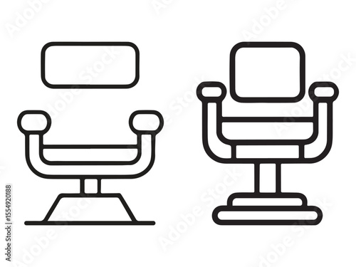 Barber Chair Line Art Icon Set Vector for Beauty Salon and Haircut.
