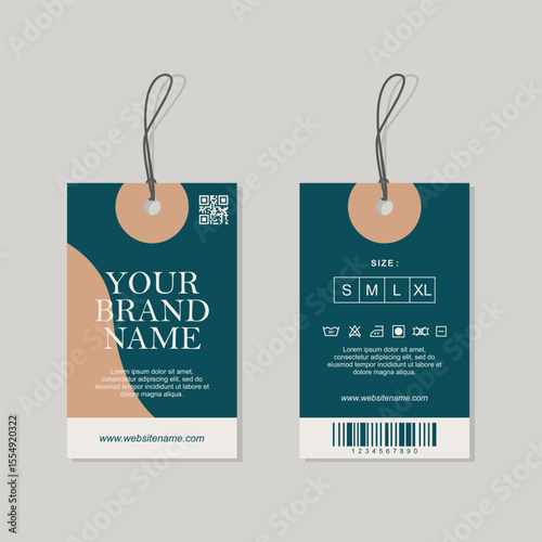 Hang Tag apparel care label packaging fashion design, clothing product paper print template.