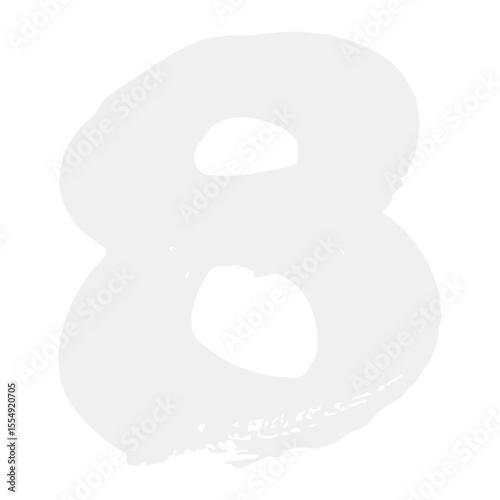 Number 8 made of white paint isolated on white background. Number 1, 2, 3, 4, 5, 6, 7, 8, 9, 0. vector. numbers-punctuation. art.
