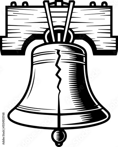liberty bell line art vector illustration for independence day