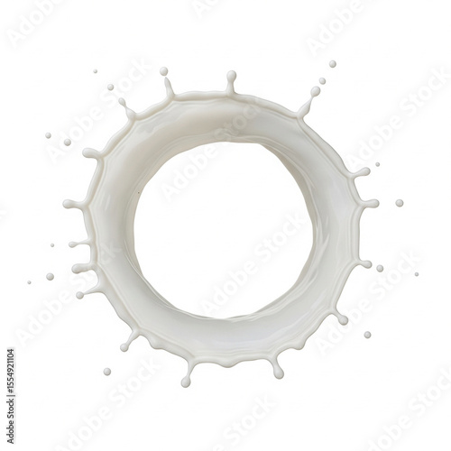 Circular Milk Splash Ring Isolated on White Background