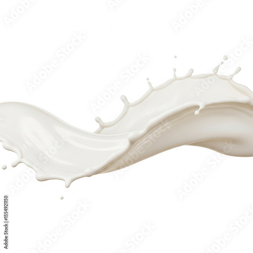 Milk Wave Splash Side View Isolated on White Background
