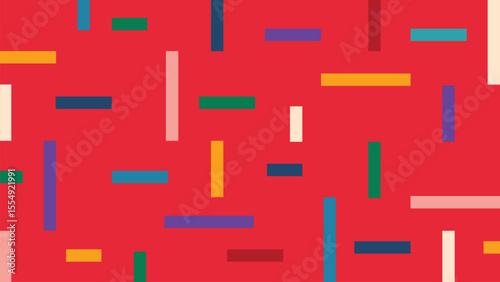 Colorful blocks on red background