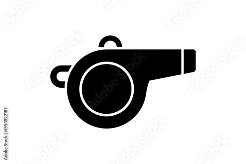 Black and white referee whistle vector illustration