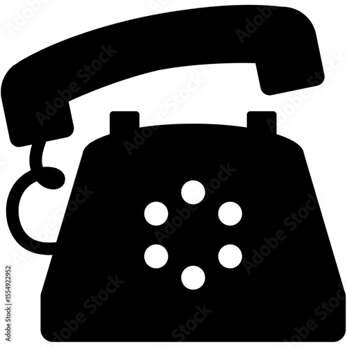 Dial Telephone Icon with Cord SVG / 다이얼과 줄 있는 전화기 아이콘 SVG 벡터