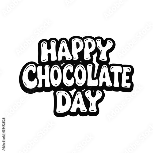 Happy Chocolate Day Bold Text Graphic Design  Free Vector Illustration Download
