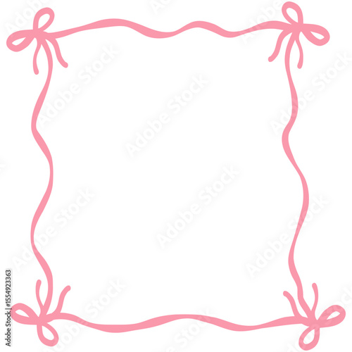 Coquette ribbon frame pink whimsical hand drown outline