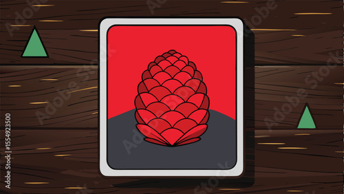 Minimal Christmas Card with Red Pine Cones.