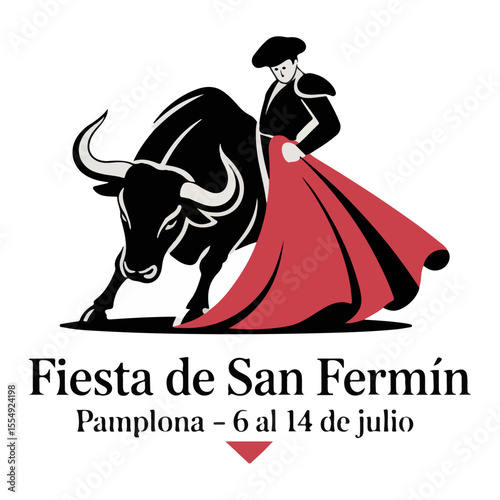 Pamplona Bullfight Silhouette Emblem
