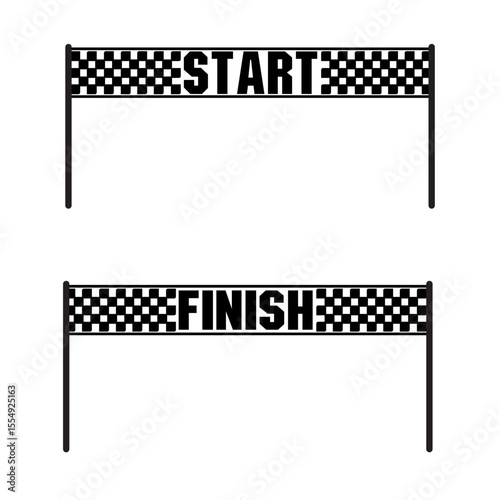 Racing flag vector icon on white background. Checkered flag. start and finish crossed flag. Racing flag.	