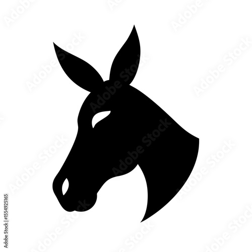 Stylized black silhouette of a donkey head facing left with closed eyes