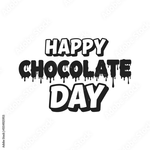 Happy Chocolate Day Dripping Chocolate Text Graphic for Social Media