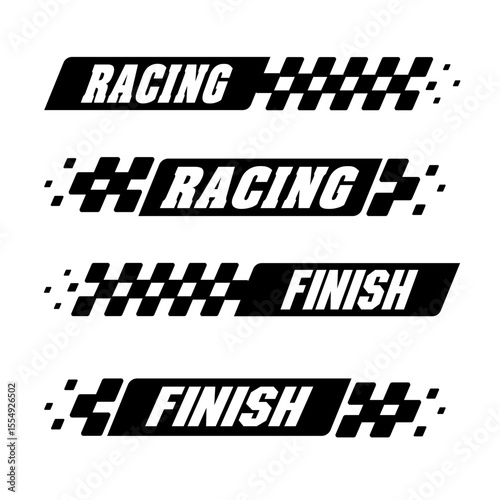 Racing flag vector icon on white background. Checkered flag. start and finish crossed flag. Racing flag.	