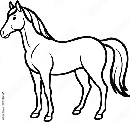 Wallpaper Mural Elegant Horse Line Art in Minimalist Side Profile with Flowing Mane Torontodigital.ca