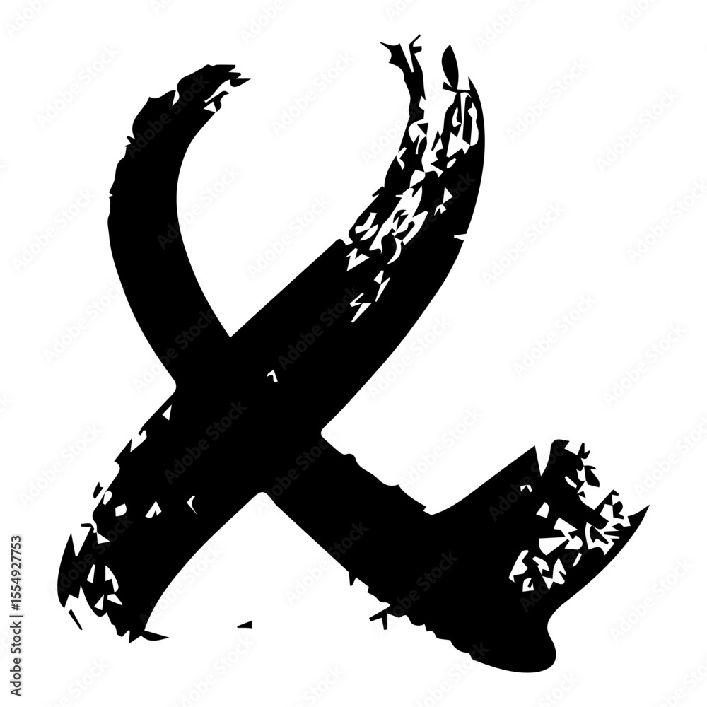 Ampersand black draw paint sign. white background. PNG. JPG. SVG. & icon.