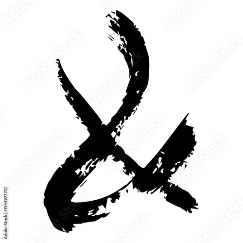 Ampersand black draw paint sign. white background. PNG. JPG. SVG. & icon.