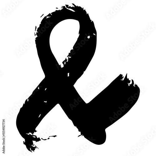 Ampersand black draw paint sign. white background. PNG. JPG. SVG. & icon.
