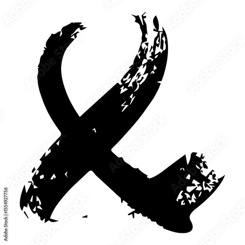 Ampersand black draw paint sign. white background. JPG. & icon.