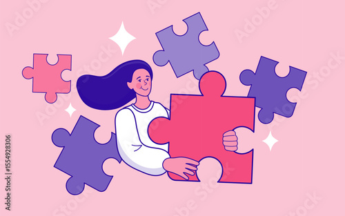 pink puzzle with a missing piece